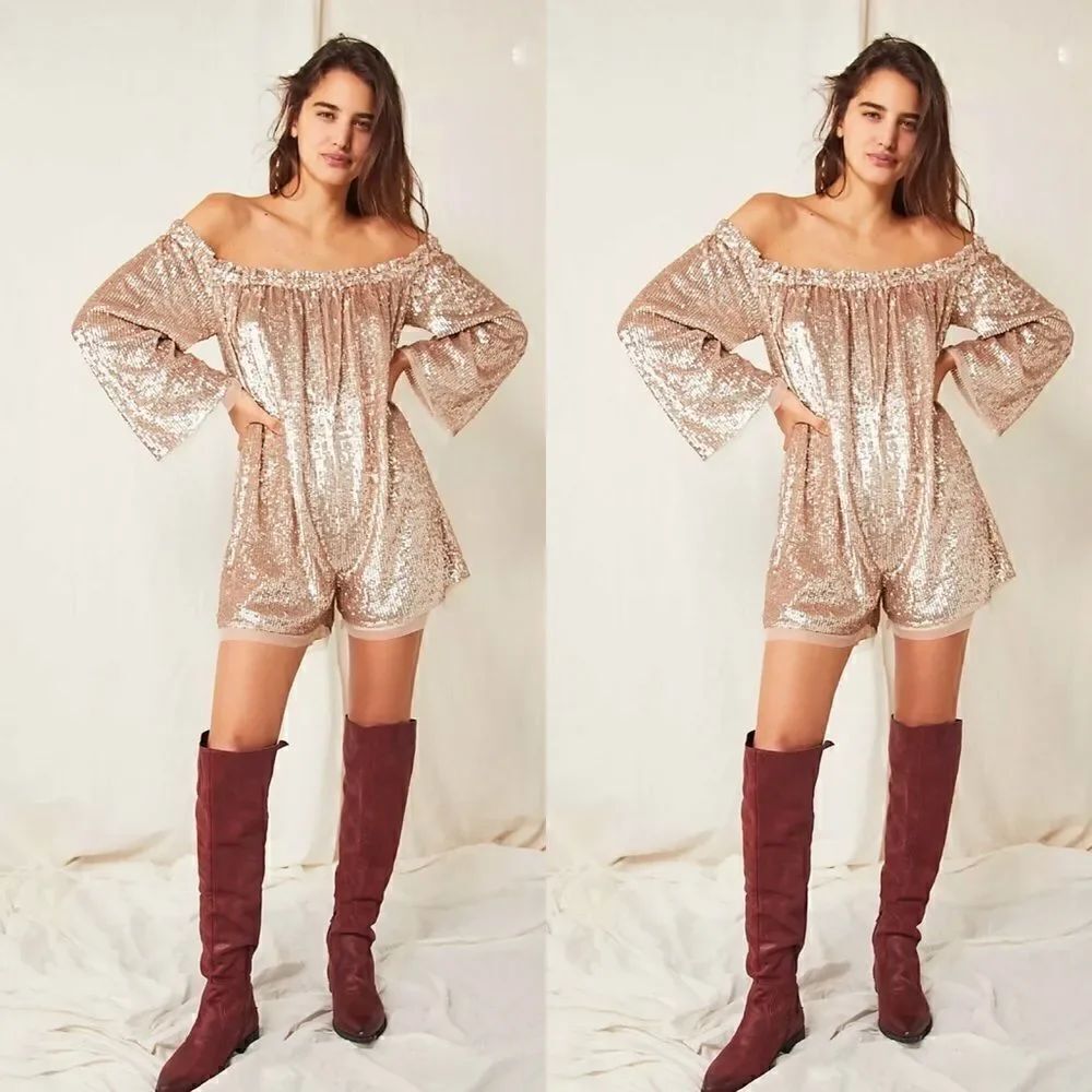 FREE PEOPLE Emilia Sequin Romper